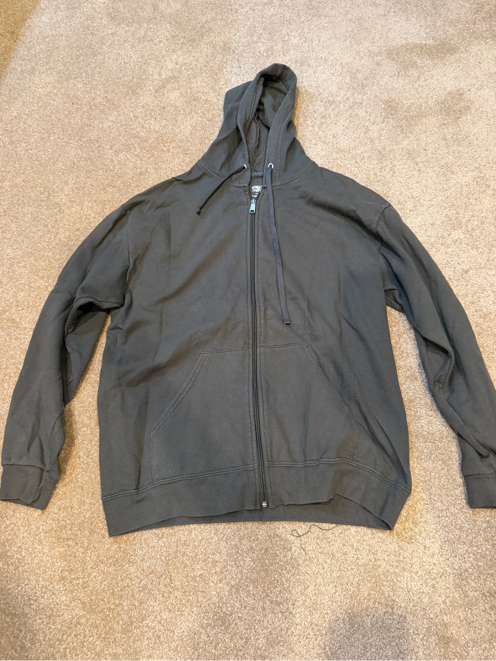 Athletic Works Black Full-Zip Hooded Sweater Mens Large